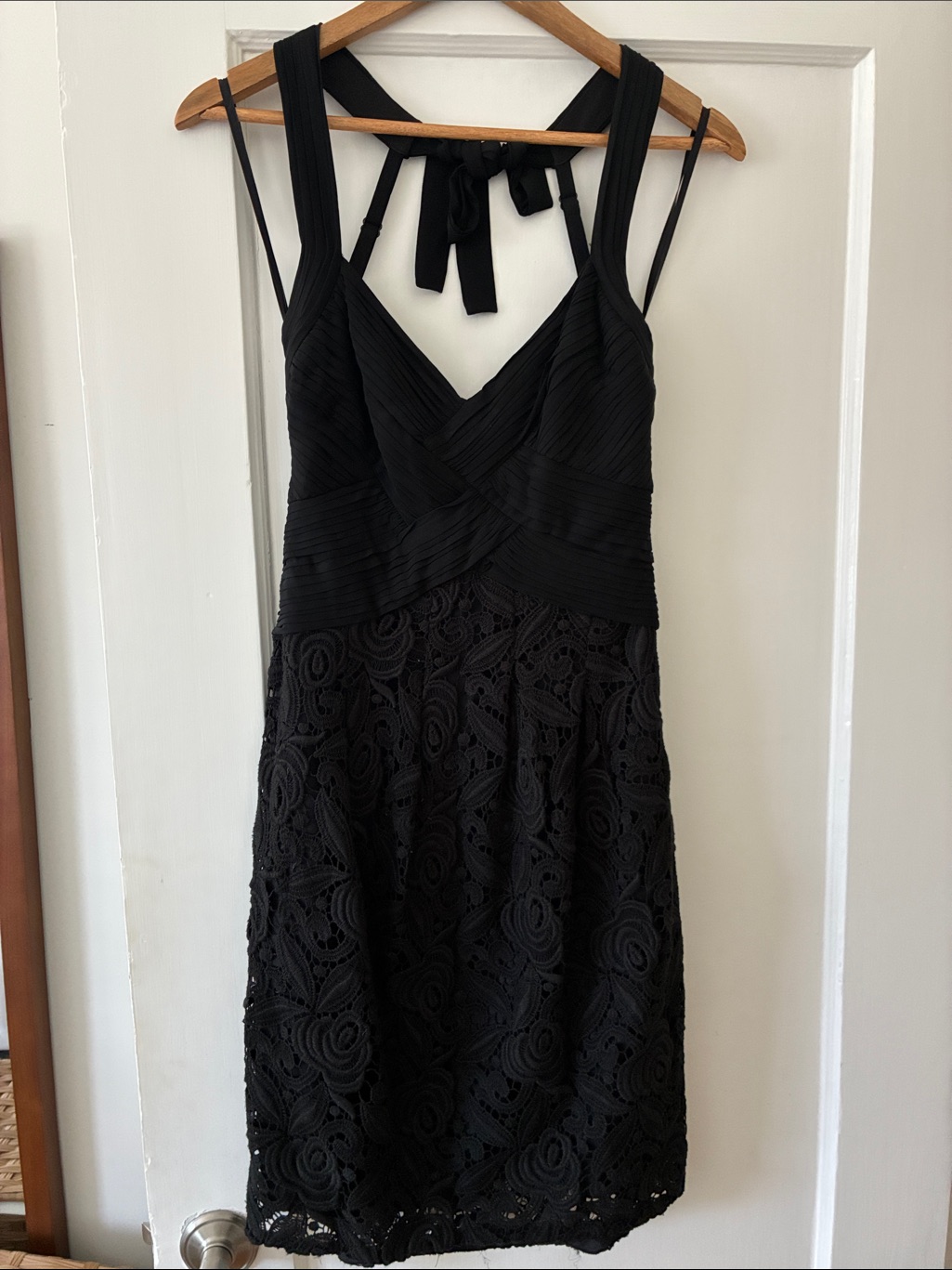 Bcbg Max Azria - Medium - Black Lace Fit & Flare Dress - Elegant V-Neck